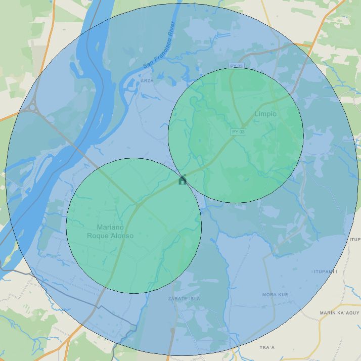 Mapa de expansión NODO - Zonas estratégicas Paraguay